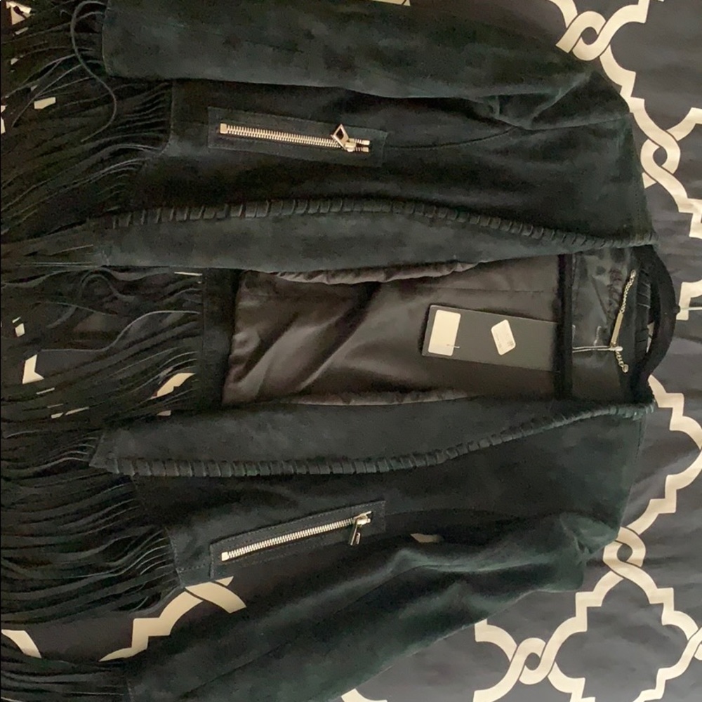 Barbara Bui genuine leather fringe jacket